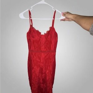 PrettyLittleThing Scarlet Backless Lace Dress